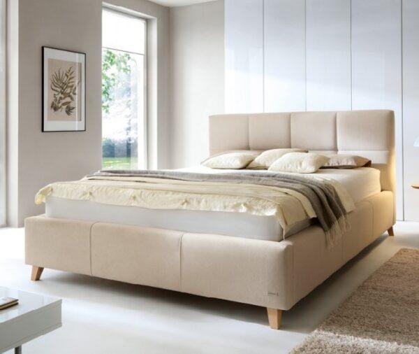 Zestaw łóżko  SARA pod materac 160x200 z pojemnikiem na pościel  i stelażem + materac  kieszeniowy PASSION